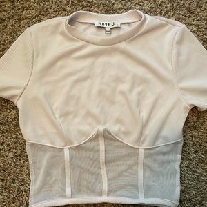 White Cropped shirt, size large